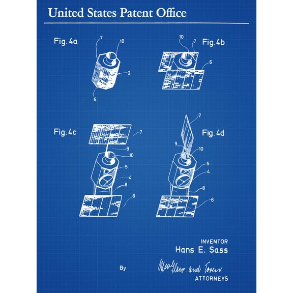 Sass Active Communications Satellite 1971 Patent Extra Large XL Wall Art Poster Print
