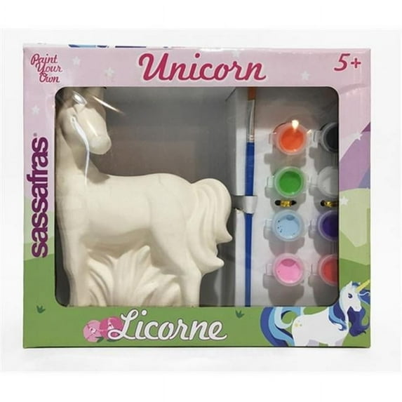 Sassafras Enterprises 22244UNI Paint Your Own Unicorn Kids Activity Craft Kit with Paints & Ceramic Figure