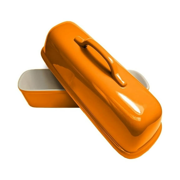 Sassafras Superstone Covered Baker | Tangerine Glaze