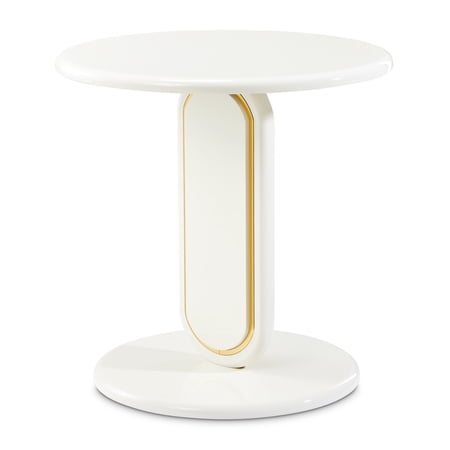 Sassani End Table - Pearl White/Gold