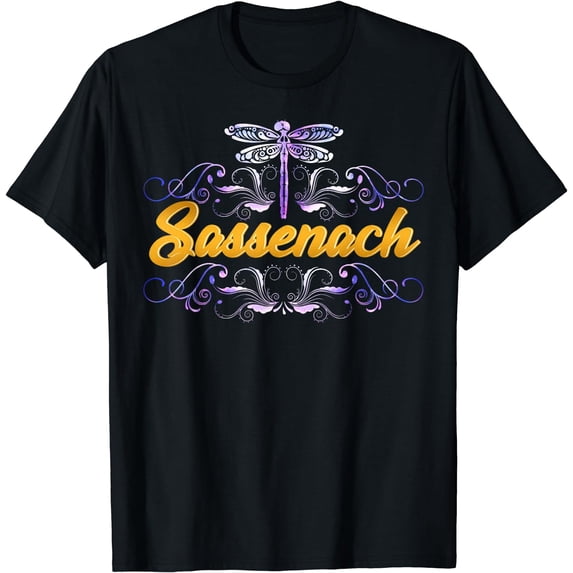 Sassenach Outlander Tee Gaelic Dragonfly Men and Women T-Shirt Black 3X-Large