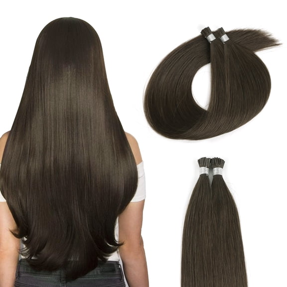 Sassina Hair I-Tip Hair Extensions 100% Virgin Human Hair Dark Chocolate Brown #2A 22 Inch 50 Strands 50g