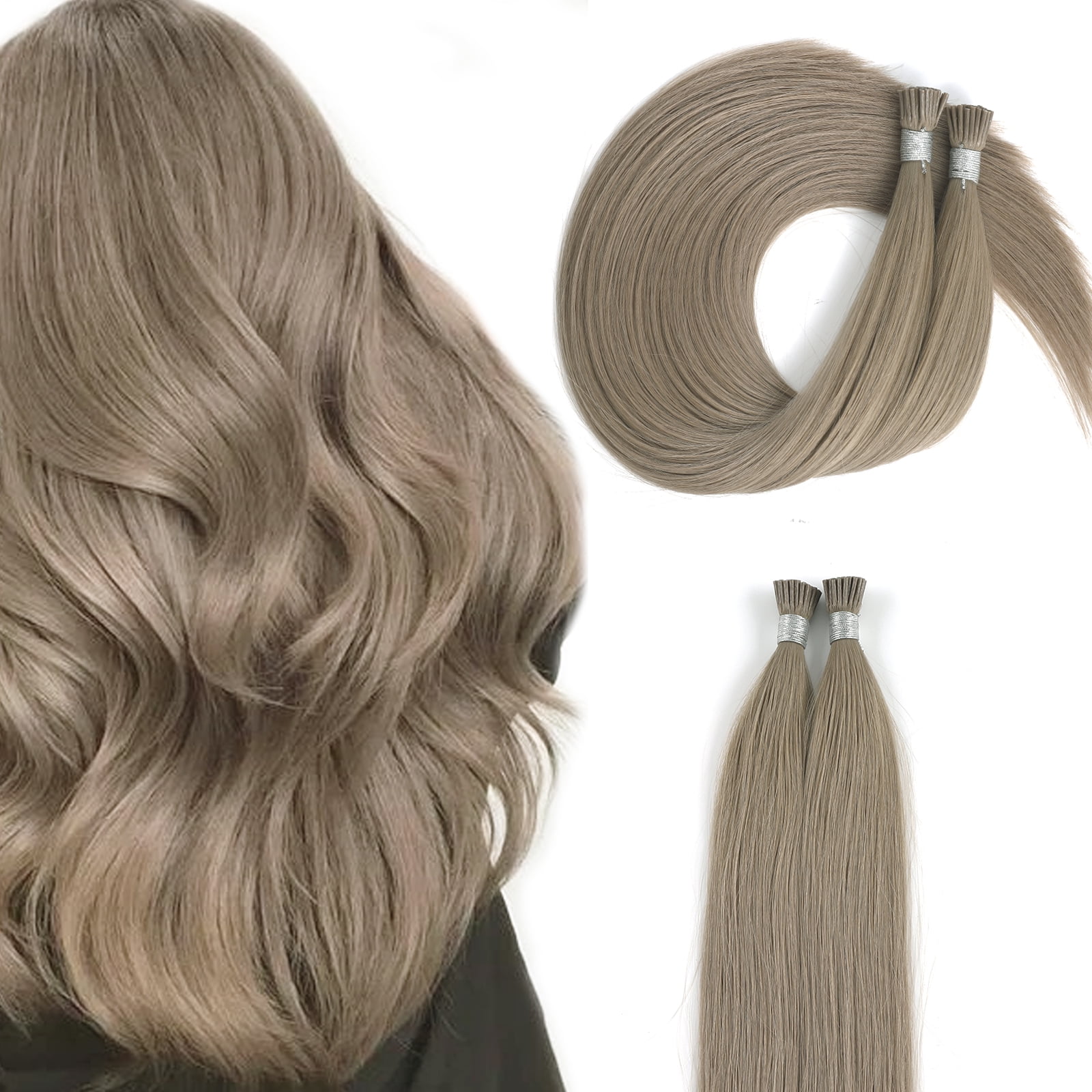 Sassina Hair I-Tip Hair Extensions 100% Virgin Human Hair Sandy Brown #18A 18 Inch 50 Strands 50g