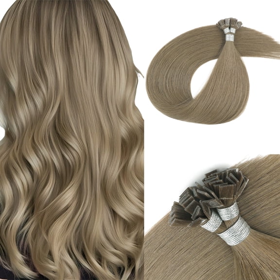 Sassina Hair Keratin Bond Flat Tip Extensions 100% Virgin Hair 18A# Sandy Brown 18 Inch