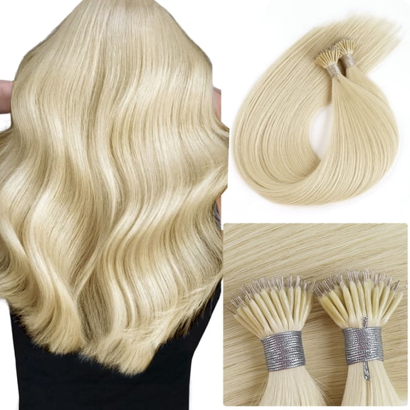 Sassina Hair Virgin Nano Ring Hair Extensions 100% Human Hair Beach Blonde #613 18 Inch