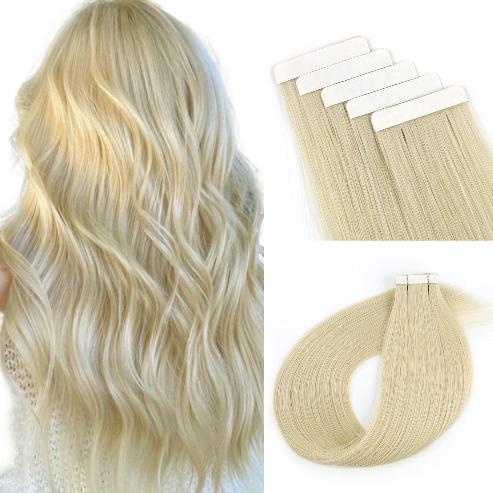 Sassina Tape-In Hair Extensions 100% Human Hair Beach Blonde #613 22 Inch 20pcs 50g