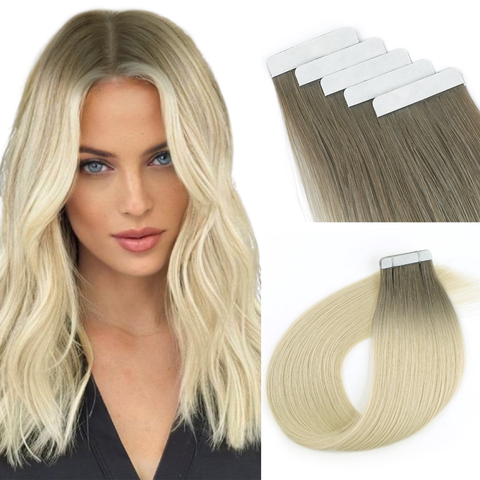 Sassina Tape-In Hair Extensions 100% Human Hair Rooted R3/60# 18 Inch 20pcs 50g