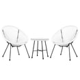 thumbnail image 1 of Sassio 3 Piece Hand-Woven Conversation Patio Set, White, 1 of 10
