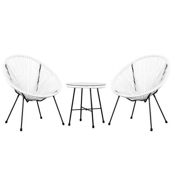 Sassio 3 Piece Hand-Woven Conversation Patio Set, White