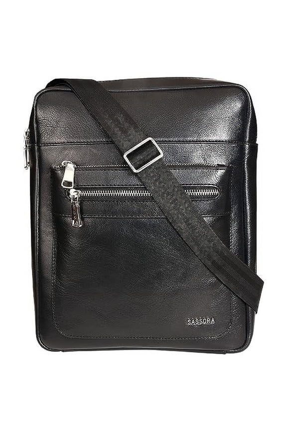 Genuine Leather Medium Black Men Sling Bag