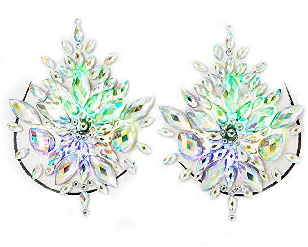 Sasswear Rhinestone Light-Up Glow Gems Nipple Covers Stickers Body Jewelry Stickers Crystal Tattoo Stickers for Festival Decorations Tattoo Stickers