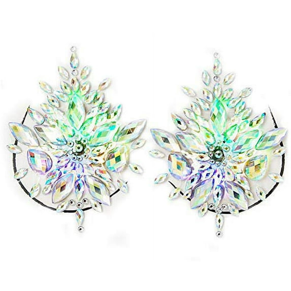 Sasswear Rhinestone Light-Up Glow Gems Nipple Covers Stickers Body Jewelry Stickers Crystal Tattoo Stickers for Festival Decorations Tattoo Stickers