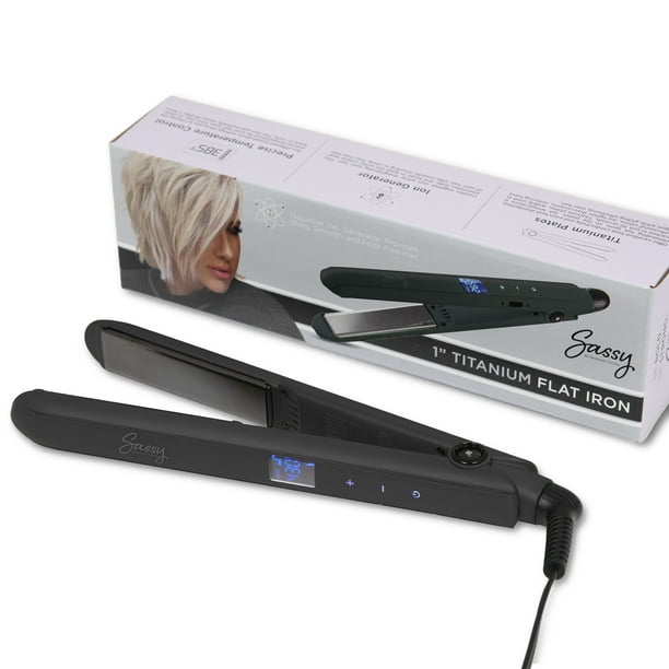 Sassy 1” Titanium Flat Iron, Adjustable Heat Hair Straightener