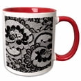 thumbnail image 1 of 3drose, Sassy Black and White Lace Print Perfect for Bachelorette or Lingerie Parties, 11oz Two-tone Red Mug, 1 of 6