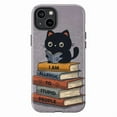 thumbnail image 1 of Sassy Black Cat Book Stack Phone Case, “I Am Allergic to Stupid People” Funny Quote Protective Cover for iPhone 16 15 14 13 12 11 Pro Max Mini Plus, 1 of 6