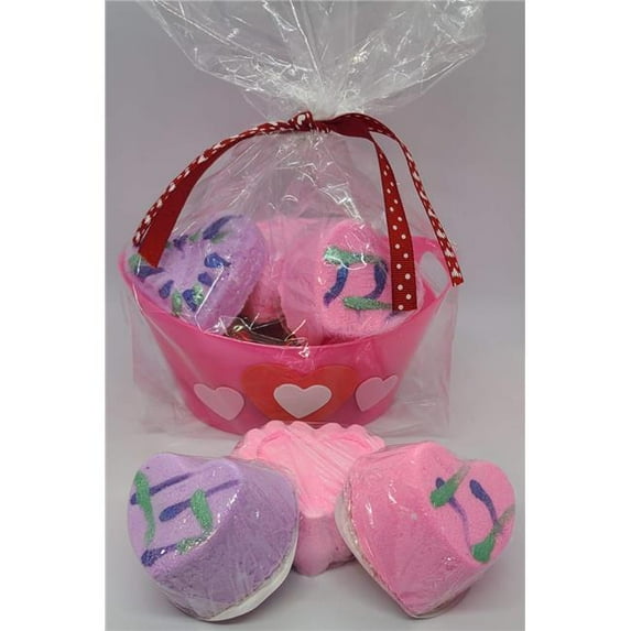 Sassy Bubbles PinkValBasket Valentines Day Fizzie Hearts Bubble Bath Pink Basket