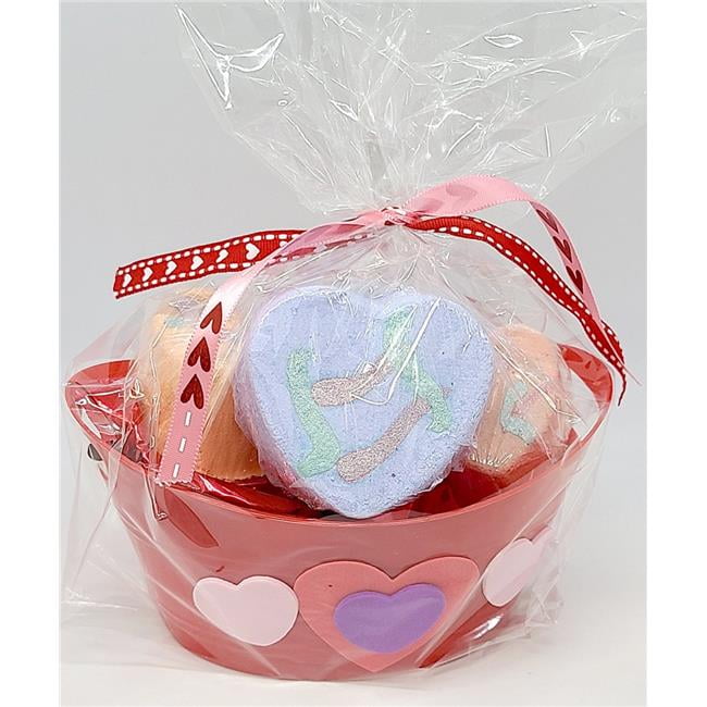 Sassy Bubbles RedValBasket Valentines Day Fizzie Hearts Bubble Bath Red Basket