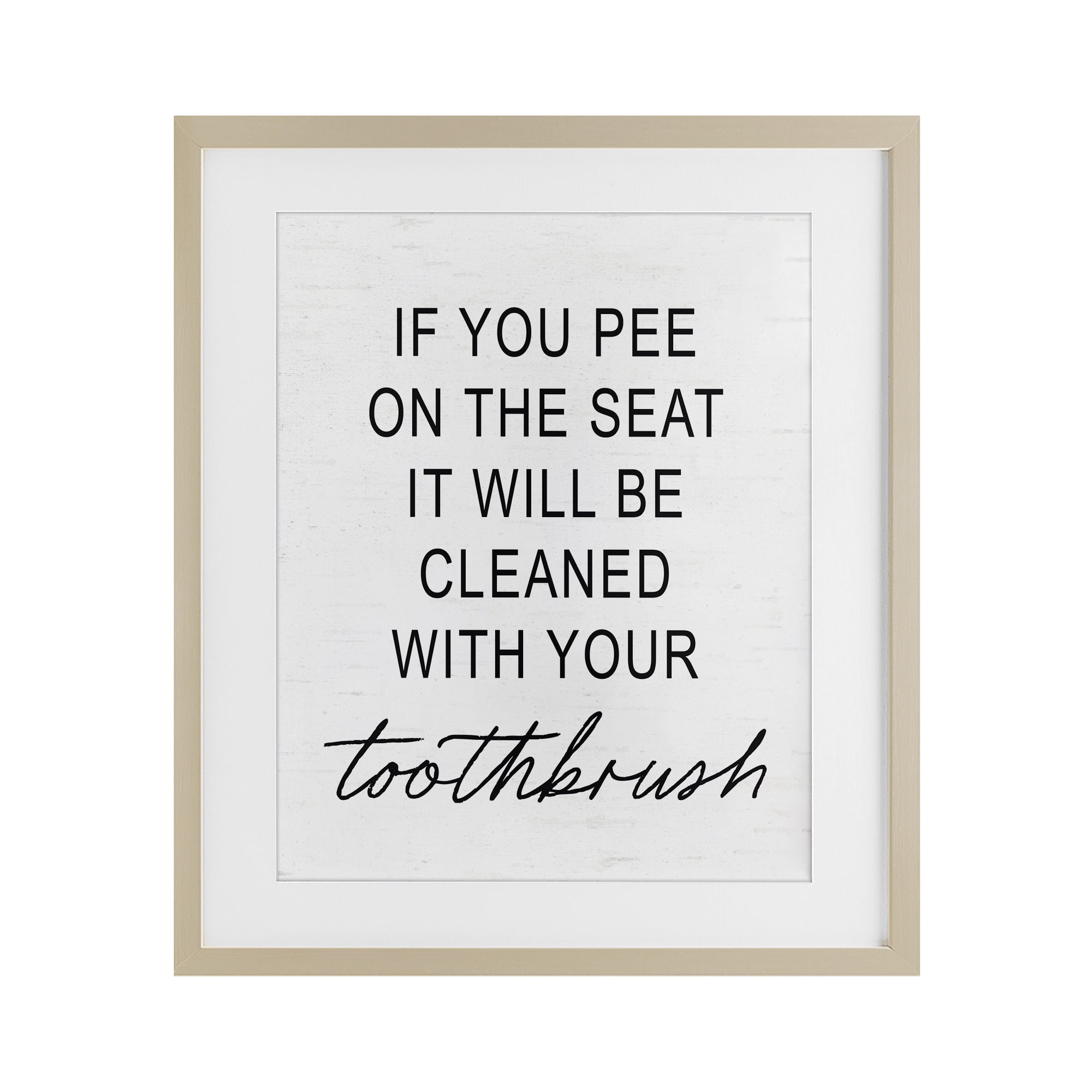 Sassy Clean With Toothbrush Warning Birch Framed Print Under Glass, design by Lettered and Lined