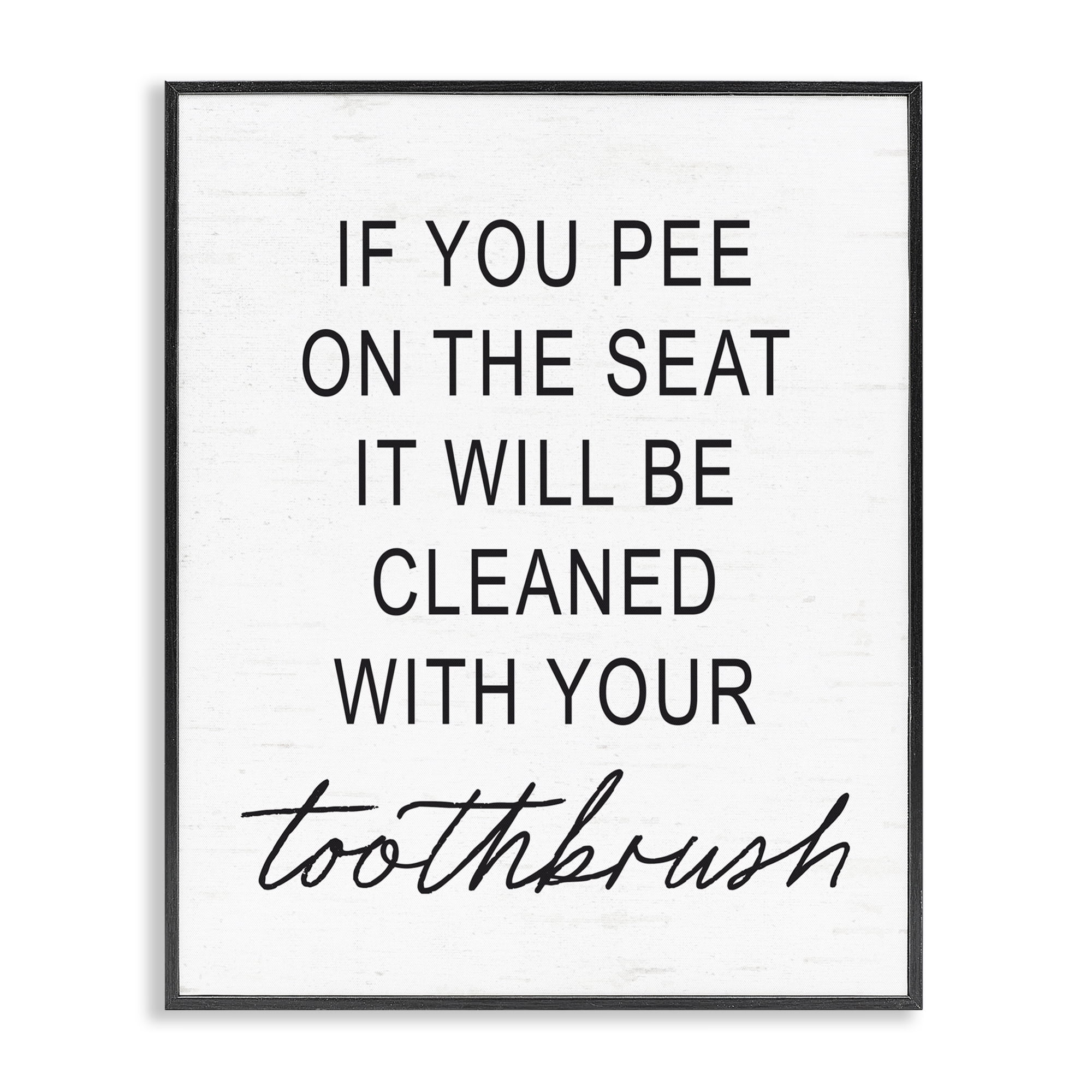 Sassy Clean With Toothbrush Warning Black Framed Giclee Art, design by Lettered and Lined