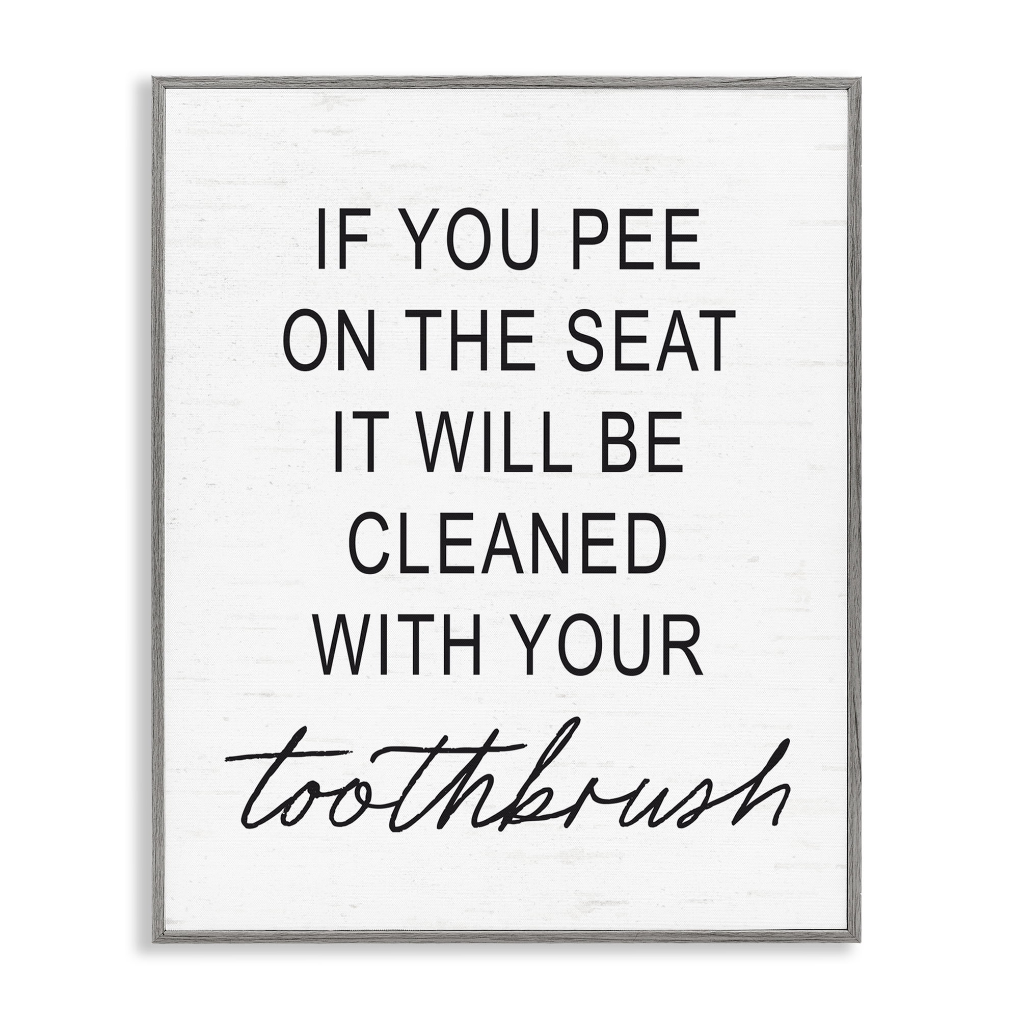 Sassy Clean With Toothbrush Warning Gray Framed Giclee Art, design by Lettered and Lined