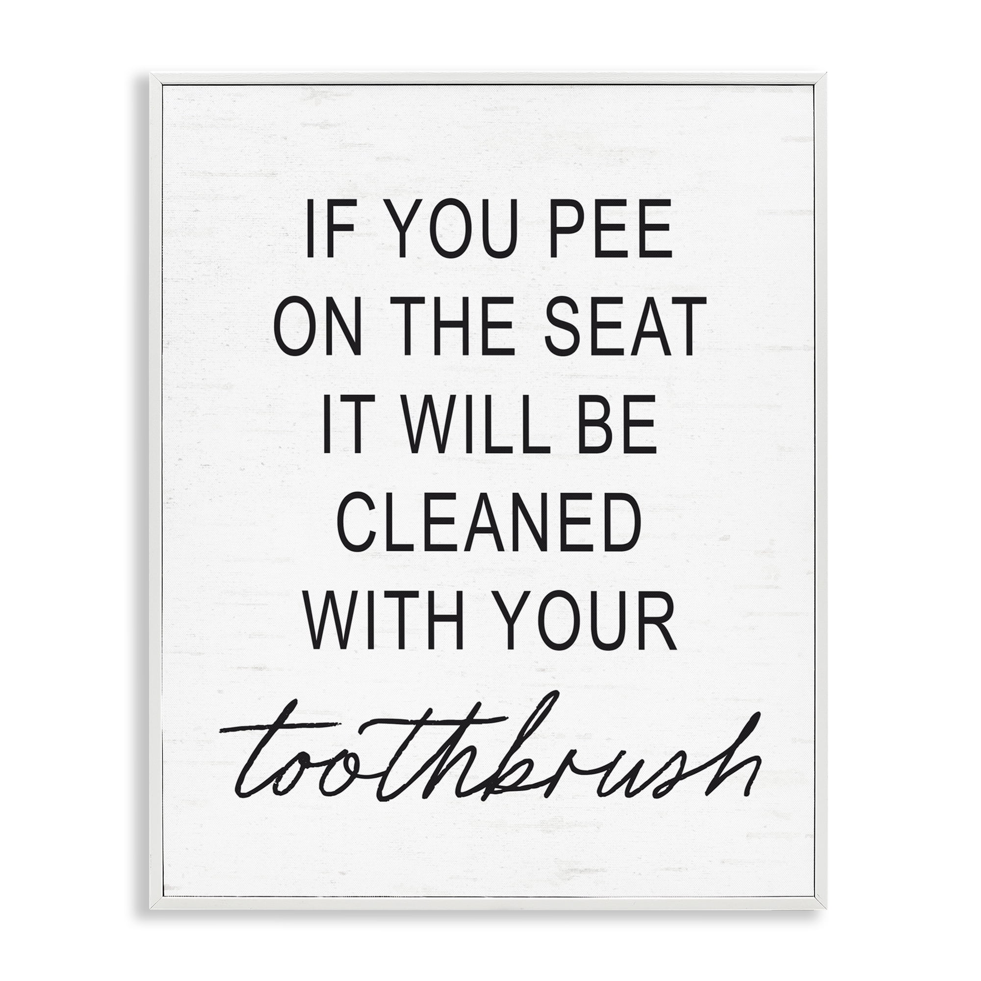 Sassy Clean With Toothbrush Warning White Framed Giclee Art, design by Lettered and Lined