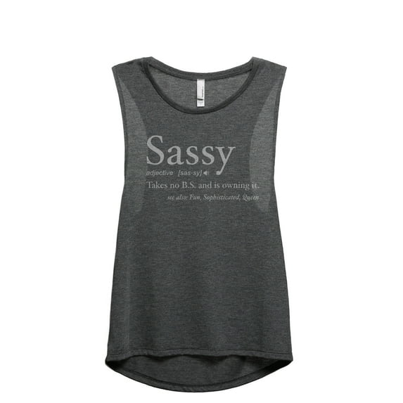 Sassy Definition Women's Fashion Sleeveless Muscle Workout Yoga Tank Top Charcoal Grey Small