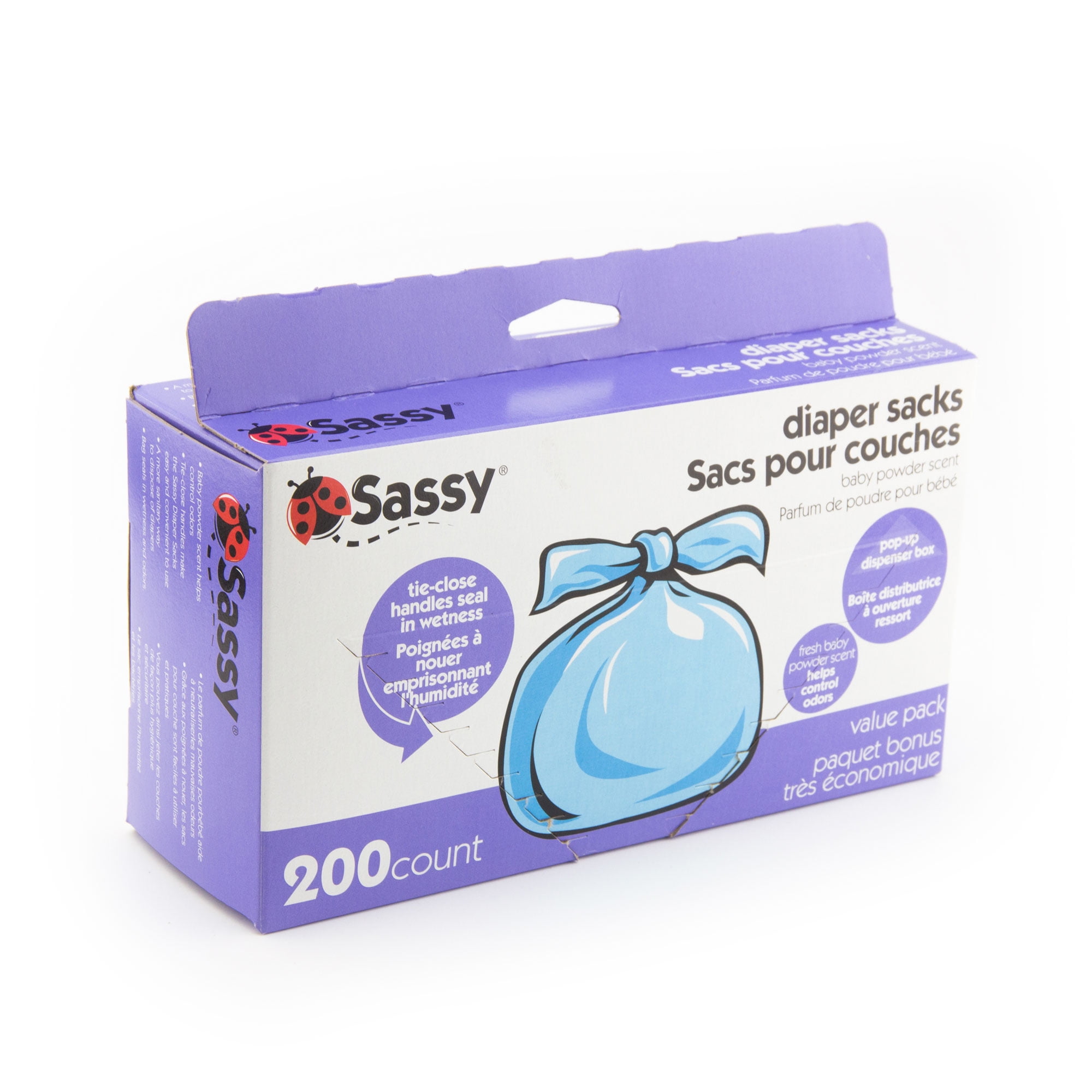 Sassy Baby Powder Scented Disposable Diaper Bags, 200 Ct for Convenient  Waste Disposal - Walmart.com