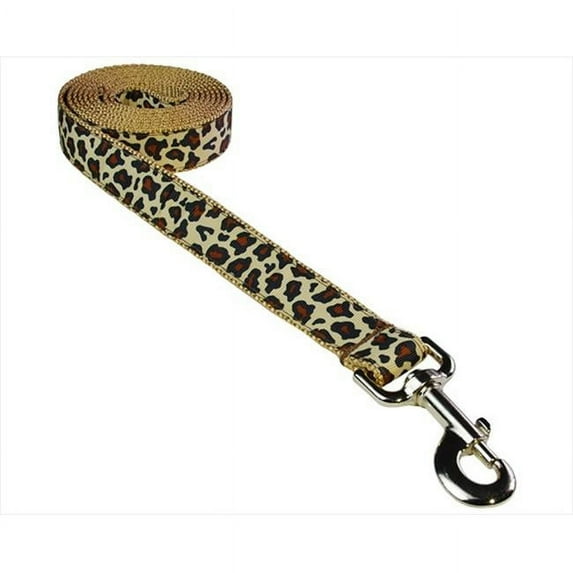 Sassy Dog Wear LEOPARD-NATURAL2-L 4 ft. Leopard Dog Leash- Natural - Small
