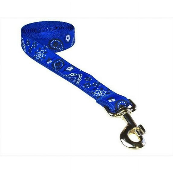 Sassy Dog Wear BANDANA BLUE3-L 6 ft. Bandana Dog Leash, Blue - Medium