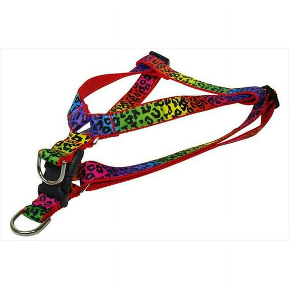 Sassy Dog Wear LEOPARD-RAINBOW2-H Leopard Dog Harness- Rainbow - Small