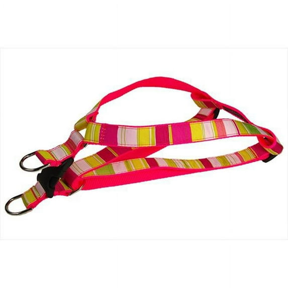 Sassy Dog Wear STRIPE-NEON PINK1-H Multi Stripe Dog Harness- Neon Pink - Extra Small