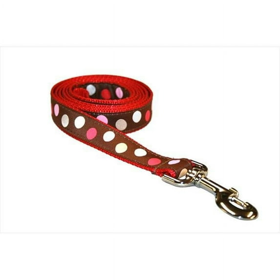 Sassy Dog Wear POLKA DOT-BRN-MULTI4-L 6 ft. Dot Dog Leash- Brown & Multi - Large