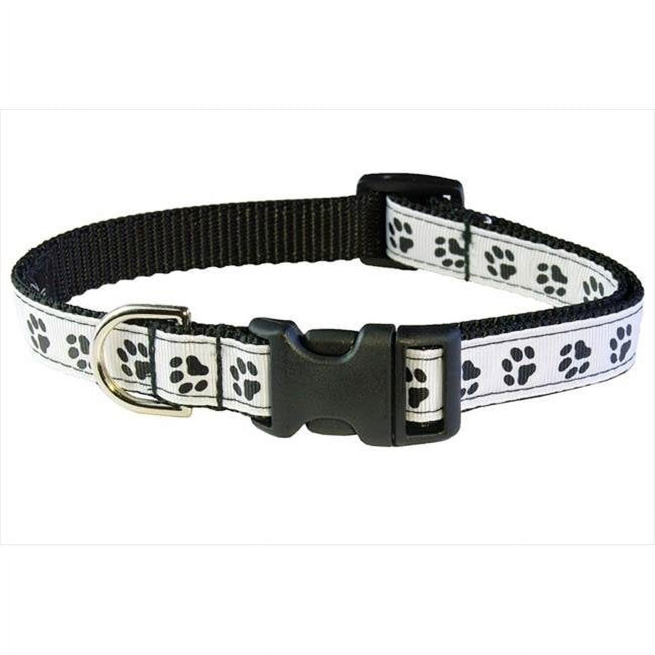 Sassy Dog Wear PUPPY PAWS-BLACK-WHT3-C Puppy Paws Dog Collar- Black & White - Medium