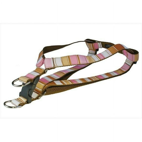 Sassy Dog Wear STRIPE-BROWN-MULTI2-H Stripe Dog Harness- Brown - Small
