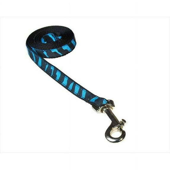 Sassy Dog Wear ZEBRA-TURQUOISE-BLK.1-L 4 ft. Zebra Dog Leash- Turquoise & Black - Extra Small
