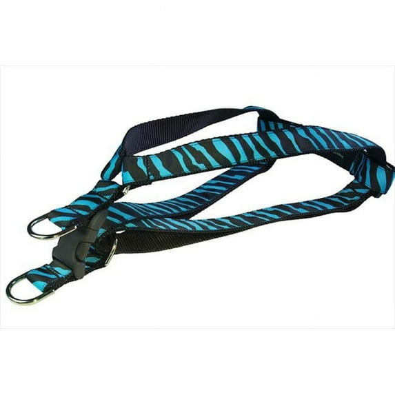 Sassy Dog Wear ZEBRA-TURQUOISE-BLK.3-H Zebra Dog Harness- Turquoise & Black - Medium