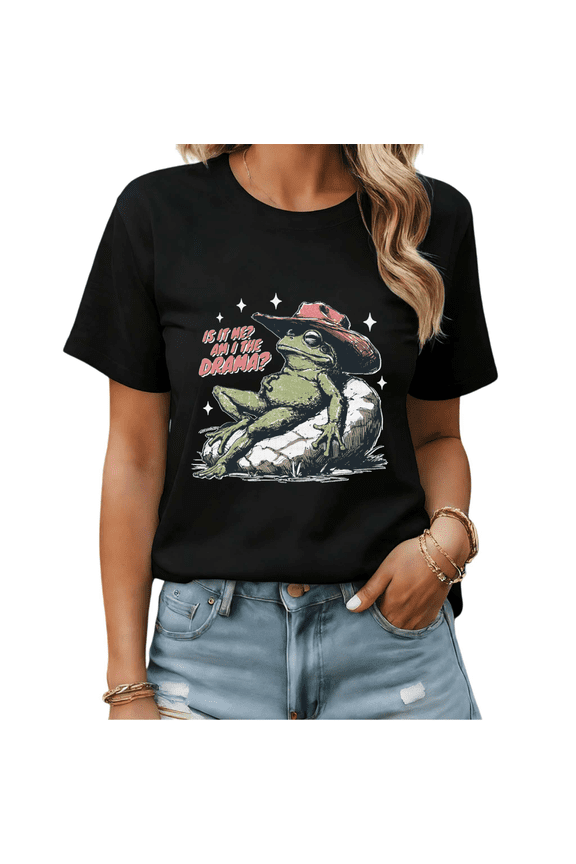 Sassy Drama Frog Meme Graphic Tees Womens T-shirt White/Black S-5XL Shirts Friend Group Tops