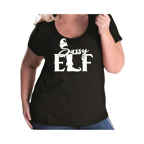 Sassy Elf Womens Plus Size Scoopneck Tee