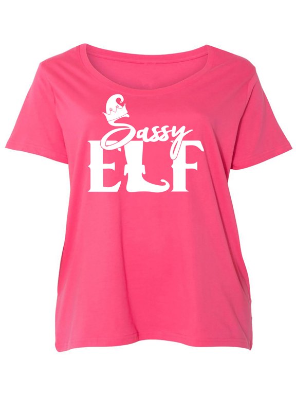 Sassy Elf Womens Plus Size Scoopneck Tee