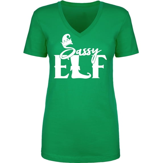 Sassy Elf Womens V-Neck T-Shirt
