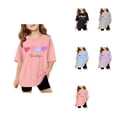 thumbnail image 1 of Sassy Little Soul Girls Shirts Short Sleeve Summer Oversized Letter Tops Casual Crewneck Basic Tees, 1 of 6