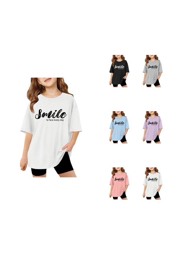 Sassy Little Soul Girls Shirts Short Sleeve Summer Oversized Letter Tops Casual Crewneck Basic Tees