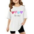 thumbnail image 1 of Sassy Little Soul Girls Shirts Short Sleeve Summer Oversized Letter Tops Casual Crewneck Basic Tees, 1 of 6
