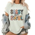 thumbnail image 1 of Sassy Little Soul Graphic Tees Western Design Pattern Short Sleeve Tops Cotton Shirt for Daily Outfits White,5XL, 1 of 5