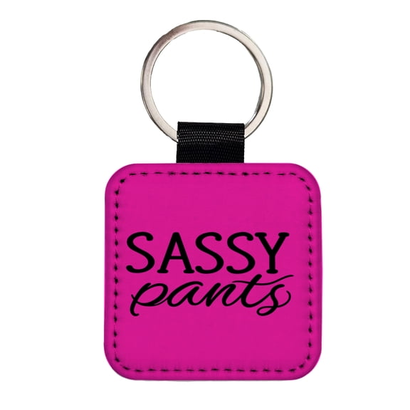 Sassy Pants Funny Faux Leather Square Keychain