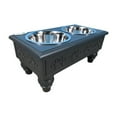 thumbnail image 1 of Sassy Paws Raised Wooden Pet Double Diner with Stainless Steel Bowls, Charcoal Gray - Medium, 1 of 1