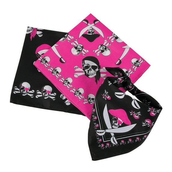 Sassy Pink Pirate Bandanas - 12 Pieces