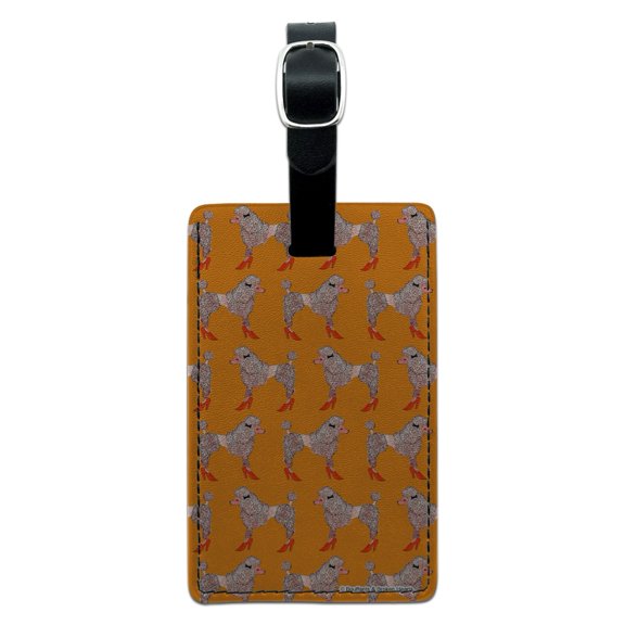 Sassy Poodles Rectangle Leather Luggage Card Suitcase Carry-On ID Tag