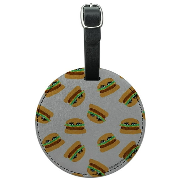 Sassy Pretty Burgers Pattern Round Leather Luggage Card Suitcase Carry-On ID Tag
