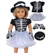 Sassy Silver Skeleton Halloween Costume Outfit for 18inch Dolls | American Fashion World